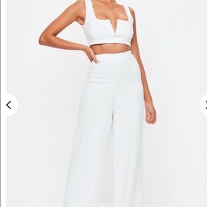 Two piece white pants set
